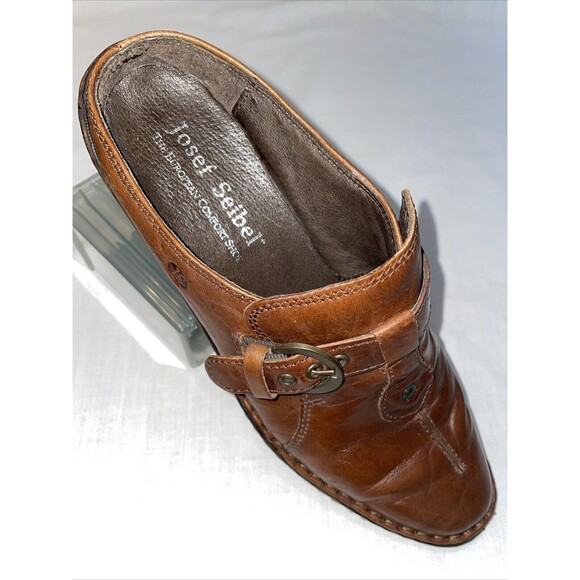 Josef Seibel Women’s Casual Mules Size 40 U.S. 9 M Brown Leather Comfort College - Picture 1 of 12